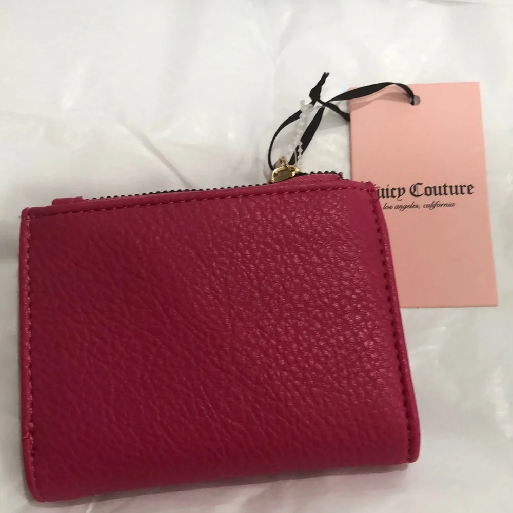 Juicy Couture pink flash breaking the rules bifold wallet with pullout card case